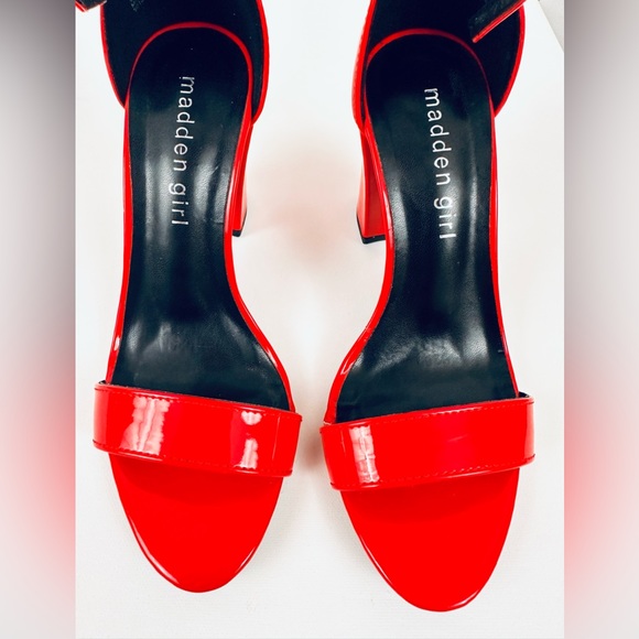 MADDEN GIRL Beella Red Patent PU 3.5”Block Heel Round Toe Strappy 5M - Picture 5 of 7